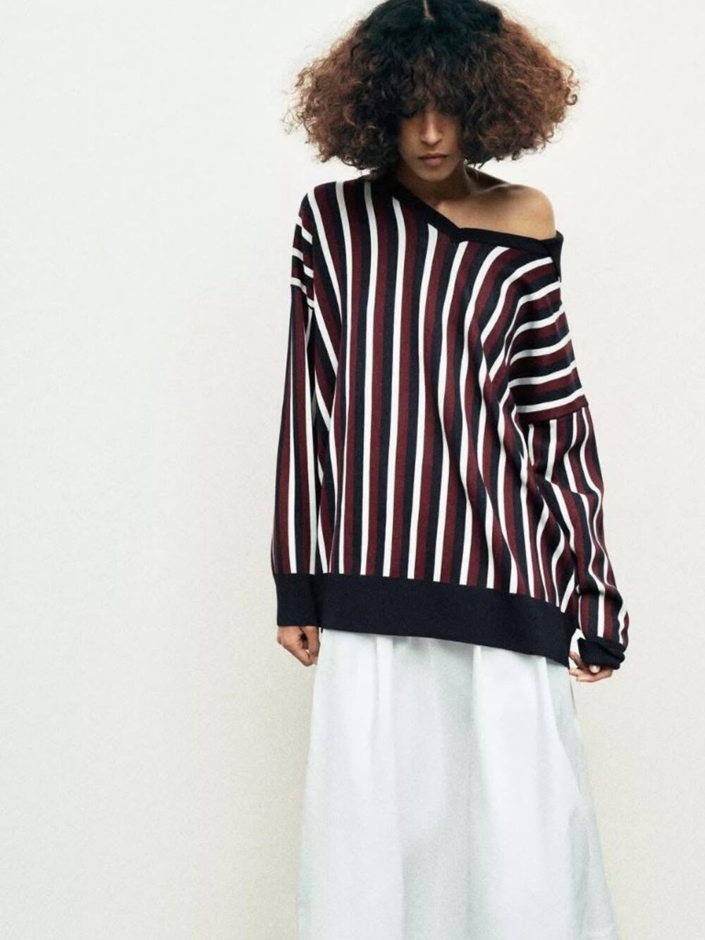 NWT ZARA Striped Knit Polo Sweater size S